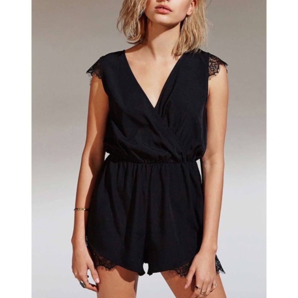 Lace Inset Silky Romper